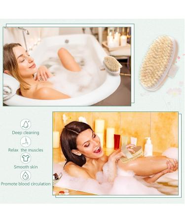 12 Piece Soft Natural Bristle Dry Body Brush Set for Exfoliating and Circulation Boost | Shower Scrubbing Brush for Massage | 4.7 x 2.6 Inches - Buy Online on GoSupps.com