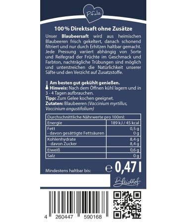 BLEICHHOF Blueberry Juice - Vegan Direct Juice (8x0.47L) - All-Natural Refreshing Blueberry Beverage for International Shipping - Buy Online on GoSupps.com
