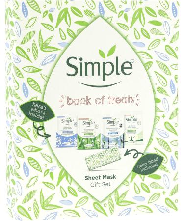 Simple Book of Treats Four Sheet Masks for every skin condition with a stretch head band Gift Set Festive gifts for Women 4 piece - Buy Online on GoSupps.com
