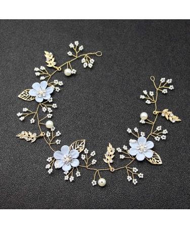 Blue Rhinestone Pearl Flower Alloy Headpiece - Handmade Wedding Hair Accessory for Bride & Bridesmaids - Buy Online on GoSupps.com