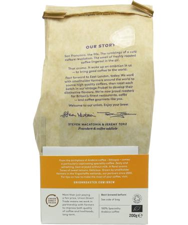 Union Organic Hand Roasted Yirgacheffe Ethiopia Ground Coffee 200g - Buy Online on GoSupps.com