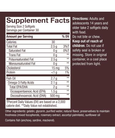 Nature's Way Ultra Pure Omega-3 Zesty Lemon 1000mg | 60 Softgels - Best Omega-3 Supplement - Buy Online on GoSupps.com