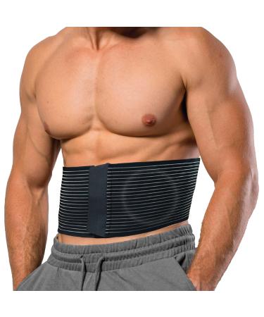 Umbilical Hernia Belt for Men and Women - Abdominal Support Binder with Compression Pad - Belly Button Hernia Navel Ventral Epigastric Incisional and Surgery Prevention Aid (Black S/M (27"-40")) S/M (27"-40") Black
