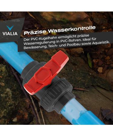 VIALIA PVC Kugelhahn 63mm - Double Union Shut-Off Tap for PVC Pipes | Ideal for Pool Pond Construction & Aquaristics | International Shipping Available - Buy Online on GoSupps.com