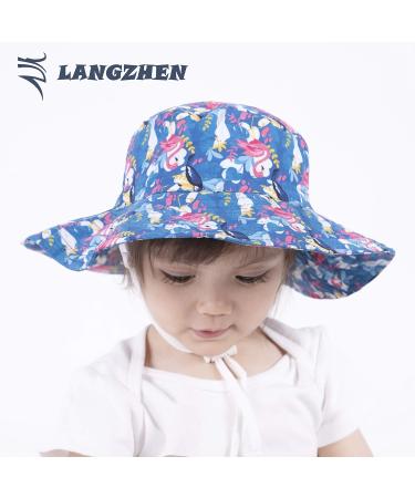 LANGZHEN Baby Girls Beach Sun Protection Hat with Chin Strap - Navy XL - Buy Online on GoSupps.com