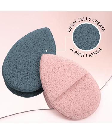 S&T INC. Face Scrubber Exfoliator | Reusable Makeup Remover Pads | Blue & Pink Facial Sponges | 2-Pack for Effective Face Wash - Buy Online on GoSupps.com
