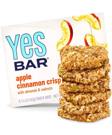 YES Bar – Apple Cinnamon Crisp – Plant Based Protein, Decadent Snack Bar – Vegan, Paleo, Gluten Free, Dairy Free, Low Sugar, Healthy Snack, Breakfast, Low Carb, Keto Friendly (Pack of 6)