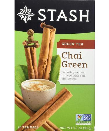 Stash Tea Chai Green Tea - 6 Pack, 120 Bags, Caffeinated, Non-GMO, No Artificial Ingredients - Buy Online on GoSupps.com
