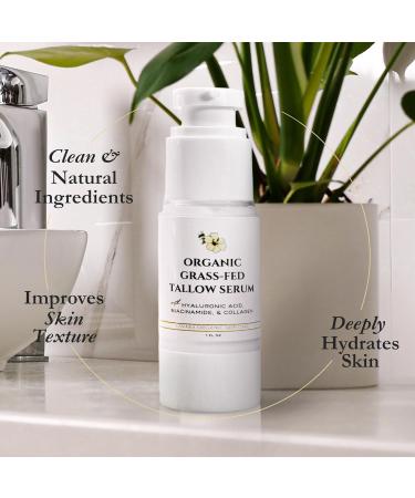 Eavara Beef Tallow Serum for Men & Women - Grass Fed All-Natural Tallow with Hyaluronic Acid, Collagen & Jojoba Oil - Firms & Reduces Wrinkles - Made in USA, Sensitive Skin Safe - 1.0 Fl Oz - Buy Online on GoSupps.com