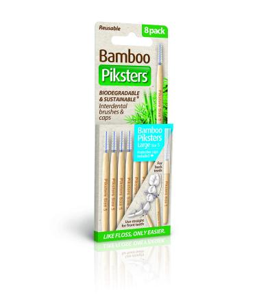 Bamboo Piksters Interdental Brushes | Sizes 00-6 | 8 Pack (8 Pack Size 5 (Blue)) 8 Count (Pack of 1) Size 5 (Blue)