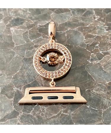 EMJ Apple Watch Big Round Jump Brown Zirconia Rose Gold Charm Pendant Adapter Chain Necklace - Compatible with All Series 38/40/42/44mm - Buy Online on GoSupps.com