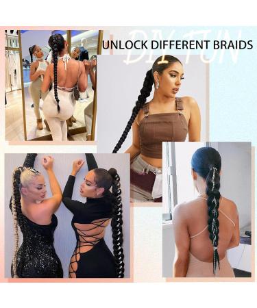 32 Inch Long Braided Ponytail Extension with Hair Tie Black Long Straight Wrap Around Hair Braid Extensions Pony Tail DIY Natural Soft Synthetic Braided Ponytail Hairpiece Wig for Women Daily Wear - Buy Online on GoSupps.com