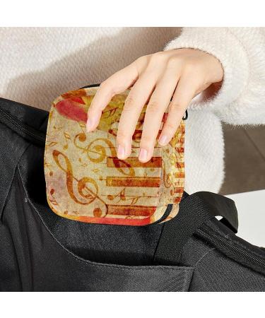 Menstrual Bag with Zipper for Women & Girls | Vintage Tulips & Music Notes - Color 10 | Stylish & Functional Pouch for Period Essentials - Buy Online on GoSupps.com