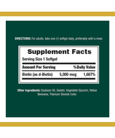 Nature's Bounty Biotin Supplement 5000 mcg - Supports Metabolism for Energy and Healthy Hair, Skin, and Nails - Buy Online on GoSupps.com