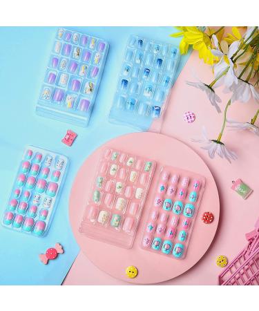 120 PCS Girls Press on Nails - Seashells Pattern Fake Nail Tips for Kids - Short Full Cover Nail Art Decoration - Buy Online on GoSupps.com
