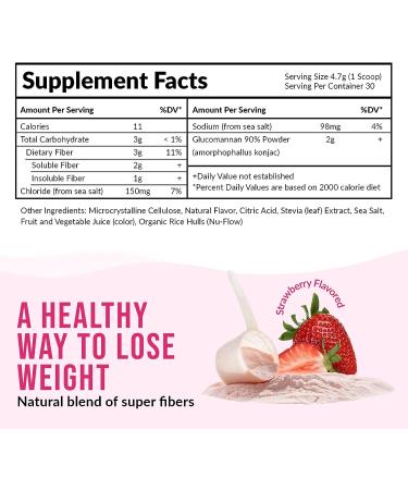 DOFASTING Fiber Supplement - Nutritional Cellulose & Konjac Root Glucomannan Powder for Intermittent Fasting | Vegan & Gluten-Free | Strawberry Flavor | 4.97 oz - Buy Online on GoSupps.com