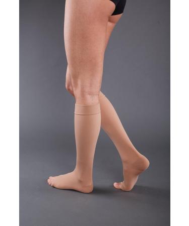 Buy Knee High Compression Stockings - Class 1 Open Toe Beige - Comfortable & Supportive | International Shipping Available - Buy Online on GoSupps.com