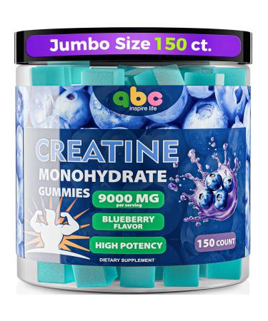 Creatine Monohydrate Gummies 9000mg for Men and Women-Advanced Formula Creatine Supplement Supports Strength & Energy Blueberry Flavor 150 Count Blueberry 150 Count (Pack of 1)