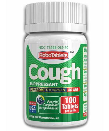 RoboTablets Cough suppressant, 100 doses, Dextromethorphan 30 mg 100 Tablets, 5 mm Diameter Tablets