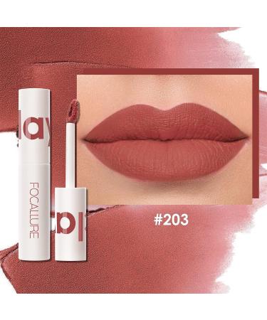 FOCALLURE Velvet Matte Liquid Lipstick Satin-Finish | High Pigmented Lip Color | Cheeks and Lips Tint | Lightweight & Quick-Drying | Clay Crush 203 - Buy Online on GoSupps.com