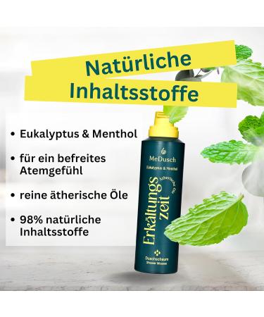MeDusch Shower foam cold time 200 ml the cold bath for the shower Made in Germany cold shower with menthol and eucalyptus oil natural and sustainable 200 ml pack of 3 - Buy Online on GoSupps.com