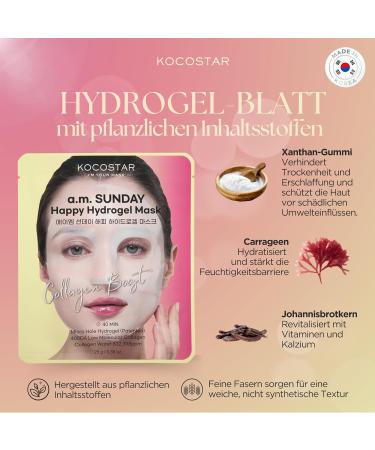  KOCOSTAR KOCOSTAR Happy Hydrogel Mask - 40 Min. Firming Korean Face Mask Sheet for Women with Collagen Extract Water - Moisturizing Collagen Facial Care - A.M. SUNDAY (1 Sheet) - Buy Online on GoSupps.com