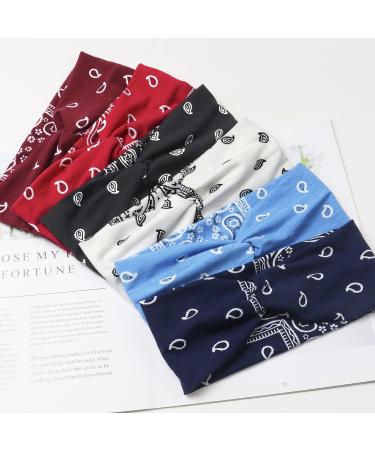 Kavya Boho Wide Hair Bands for Women - 6 Piece Set | Elastic Soft Headbands for Yoga and Sports | Multicoloured Thin Headscarf Accessories - Buy Online on GoSupps.com