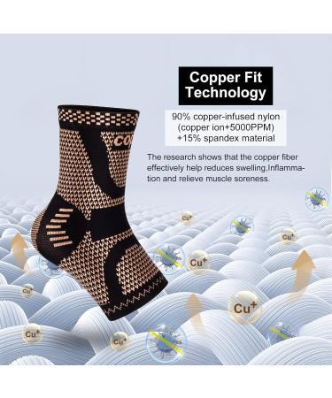 Fhmidic Copper Ankle Brace & Compression Sleeve - Support for Plantar Fasciitis Swelling & Joint Pain - Large Size (1 Pair - Buy Online on GoSupps.com