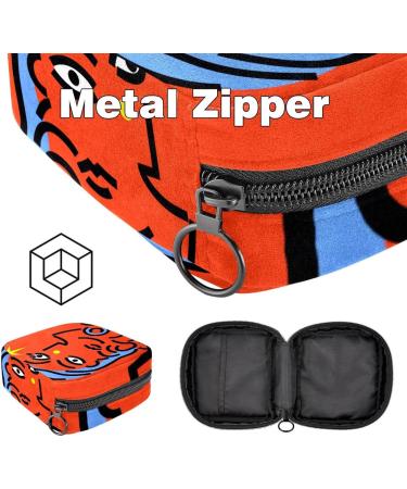 Colorful Menstruation Pad & Tampon Bag with Zipper | Stylish Collection Bag for Women & Girls - Abstract Pattern - Color 7 - Buy Online on GoSupps.com