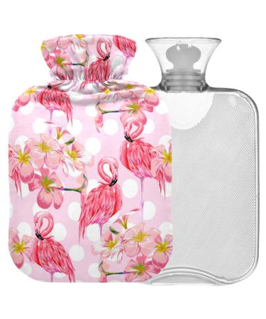 Naanle hawaii flower flamingo hot bottle with reference warm and cold therapy Transparent hot water bottle 2l large hot hot water bottle for bed hand feet warmer pain relief
