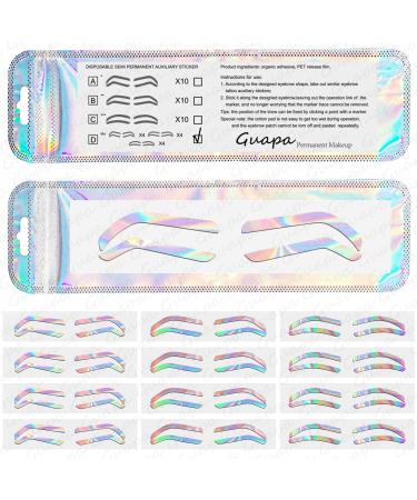 Airbrush Brows Shaping Guides Stickers Rainbrow Eyebrow Tint Tape Stencils with High Arch/Medium Arch/Flat Brow Options (D-12Pairs per bag)