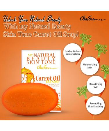 Clear Essence My Natural Beauty Skin Tone Carrot Oil Bar Soap 173g - Buy Online on GoSupps.com