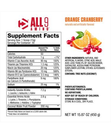Dymatize All 9 Amino - Orange Cranberry | 30 Servings - Essential Amino Acids for Muscle Recovery - Buy Online on GoSupps.com