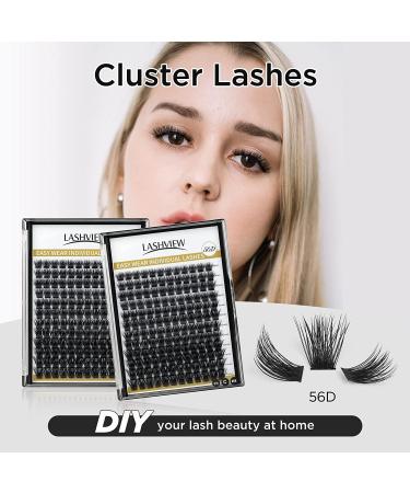 LASHVIEW DIY Lash Extension Cluster Lashes 0.10mm 56D 9-14mm Mixed Reusable - Soft, Lightweight Wide Band Lash Cluster Kit - Buy Online on GoSupps.com