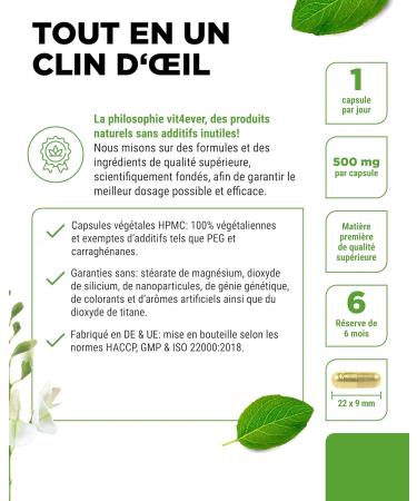 Querc tine - 500 mg - 180 g lules - 6 mois d'approvisionnement - Premium : extrait naturel de fleurs de ch ne 15:1 avec 95% de querc tine - hautement dos - v g talien 180 unit (Lot de 1) - Buy Online on GoSupps.com