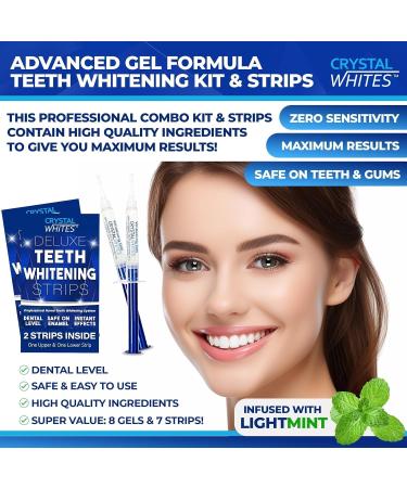 Teeth Whitening Kit + Blue Light Whitening | X8 Gels & 5 Professional Whitening Strips - 45+ Whitening Sessions - Safe for Teeth & Gums with - Buy Online on GoSupps.com