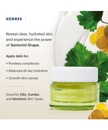 KORRES Santorini Grape Poreless Skin Cream 1.35 fl. oz. - Pore-Refining Cream for Smooth Skin - Buy Online on GoSupps.com