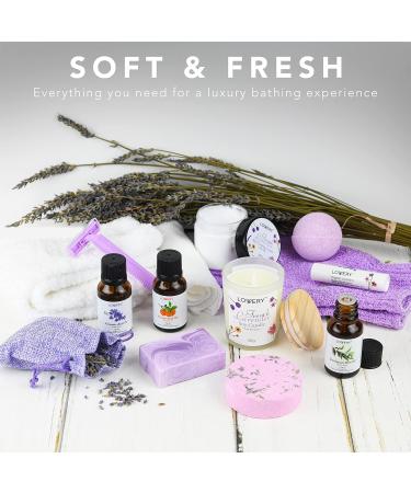 Luxury 18pc Bath Gift Set | French Lavender Spa Basket for Men & Women | Handmade Relaxation Kit with Body Oils Lip Balm Candle & Bath Bombs - Buy Online on GoSupps.com