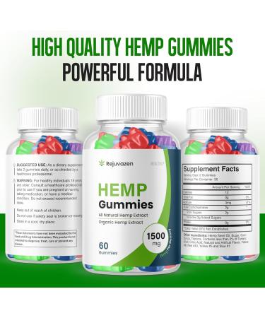 (2 Pack) Rejuvazen Gummies - Official Formula - Rejuvazen Hemp Gummies Blood Pressure Sugar Formula 300mg Rejuvazen Gummies High Potency Blend Big Size Gummies 25mg Per Gummy 1500mg (120 Gummies) 60 Count (Pack of 2) - Buy Online on GoSupps.com