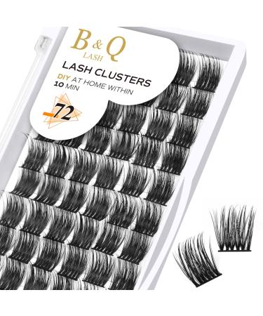 Cluster lashes 72 Clusters B&Q Lash Clusters D Curl Individual Cluster Lashes Natural Eyelash Clusters DIY Lash Extensions Soft Fluffy Cluster Eyelash Extensions (UK-FD-B42-D-10) D-10 mm B 42