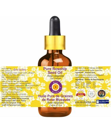Pure Rosehip Seed Oil (Rosa Rubiginosa) - Cold Pressed 30ml with Glass Dropper | International Shipping Available - Buy Online on GoSupps.com