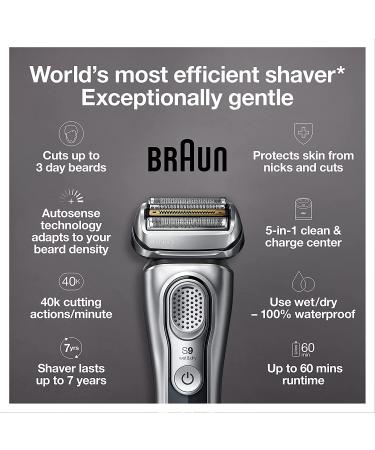 Braun Electric Razor for Men with Precision Beard Trimmer, Rechargeable Wet & Dry Foil Shaver - 9370cc | Silver | Clean & Charge Station, Travel Case | 3-Piece Set - Buy Online on GoSupps.com