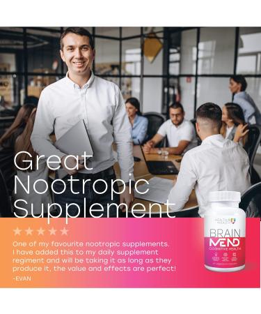 Health IS Wealth BrainMEND Organic Advanced Brain Booster & Nootropic - Contains Lions Mane Mushroom Bacopa and Ashwagandha (60 veg caps) - Buy Online on GoSupps.com