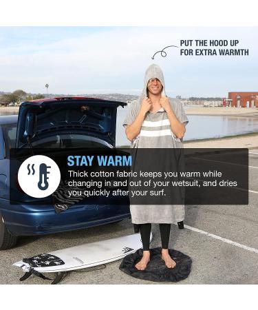 Ho Stevie! Gray with White Stripes Microfiber Surf Poncho - 100% Cotton - Buy Online on GoSupps.com