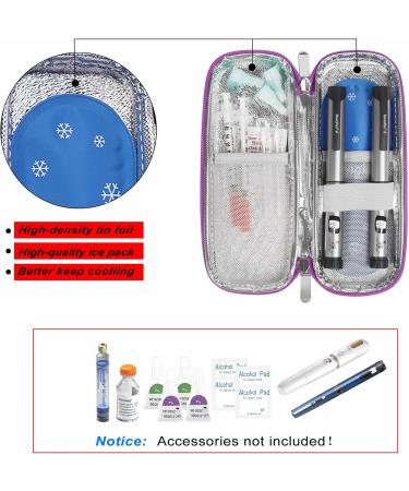 Jakago Insulin Cooling Bag - Portable Insulin Pen Case with 2 Nylon Cooling Packs for Diabetes Accessories | Violet - Buy Online on GoSupps.com