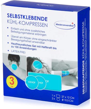 ICEHOF Self-Adhesive Cooling Pads | Set of 3 Reusable Gel Compresses for Pain Relief | Ideal for Injuries Swelling & Tension - International Shipping Available - Buy Online on GoSupps.com