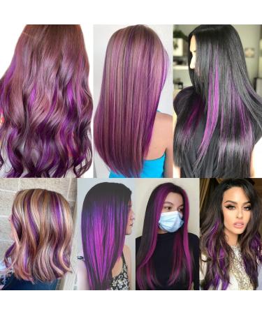 Rhyme 9 PCS 21 Straight Purple Hair Extensions Clip In/On - MultiColors Hairpieces for Women/Girls - Perfect Mothers Day Gift - Buy Online on GoSupps.com