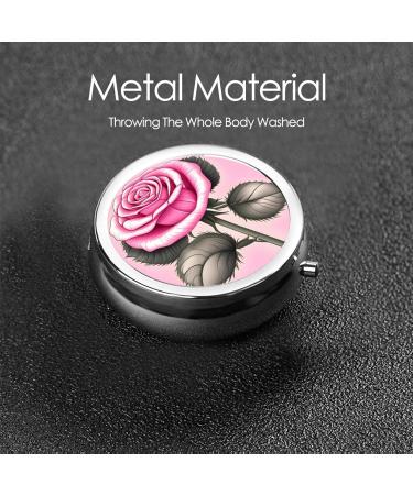 Beautiful Pink Roses Round Pill Box - 3 Compartment Portable Organizer for Travel & Purse - Buy Online on GoSupps.com