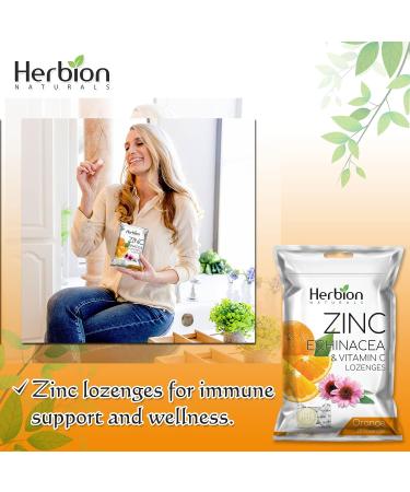 Herbion Naturals Zinc Echinacea & Vitamin C Lozenges - 25 CT - Immune Support for Adults & Children 5+ - Orange Flavor - Buy Online on GoSupps.com