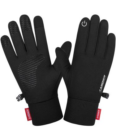 Anqier Winter Gloves Warm Touchscreen Gloves Running Driving Cycling Gloves Men Women Black-a Large
